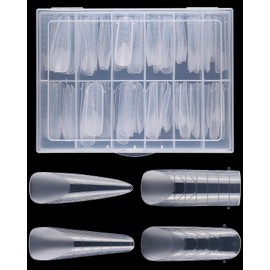 CULEB Dual Nail Forms Set, 4 Style 12 Sizes Nail Extension Gel Nail Set, Polygel Starter Set, for Polymer Gel, Quick Assembly for Polygel Extension, Manicure, Nail Art, Design, Salon, DIY, 96 Pieces