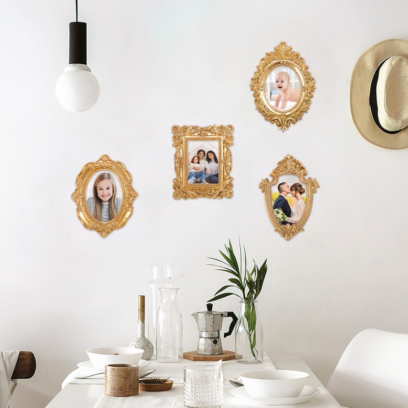 Cabilock 1 Set 4 Pcs Photo Frame Props Gold Picture