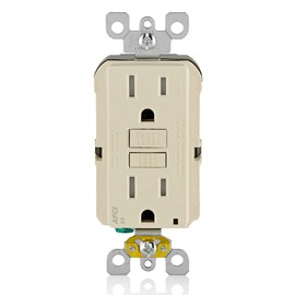 Leviton AFCI Outlet, 15 Amp, Self Test, Tamper-Resistant with LED Indicator Light, Protection from Electrical Fires, AFTR1-T, Light Almond