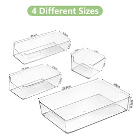 NANLIUJING Schubladen Ordnungssystem mit 4 Größen, Schubladen Organizer, Aufbewahrungsbox, Schminktisch Organizer für Makeup, Küchen, Bad, Büro