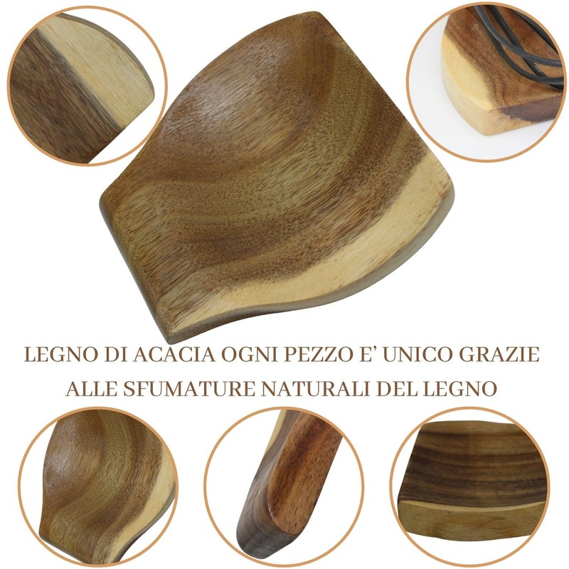 Amore Legno Sforza Wooden Spoon Rest, Cutlery Tray for Spoons