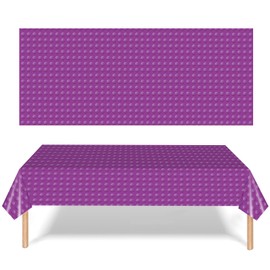 POPOYU 2Pcs Party Tablecloth,Purple Building Blocks Table Cloth,137x274cm Building Blocks Themed Table Cover for Kids,Table Decorations for Boys Girls Birthday Party Supplies