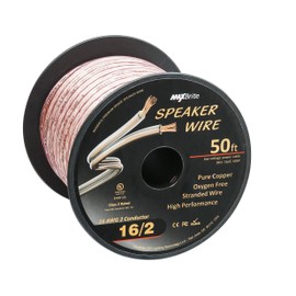 MaxBrite High Performance 16 Gauge Speaker Wire Oxygen Free Pure Copper - UL Listed Class 2 (50 Feet Spool)