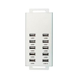 Dyconn Maxi High Power Charging & Data Transfer/Duplication USB 2.0 Hub BC1.2 Full Aluminum with Industrial Rack Mount (IPC) Bracket (10 Ports 36W 7.2A)