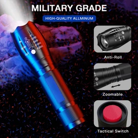 Tactical Flashlights 2 Pack, Zoomable Bright LED Torch High Lumens with 5 Modes, Waterproof Small Torch Light for Camping Essential, Camping Emergency Hiking Torch Flashlight
