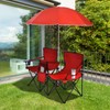 Julimoon Double Folding Camping Chairs w/Removable Umbrella, Portable Picnic Loveseat