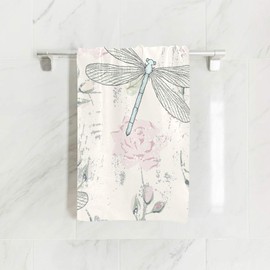 senya Toalla de Mano Grungy con diseño de libélulas Florales, ultrasuave, de Lujo, para baño, 76,2 x 38,1 cm, Libélulas, 30x15in