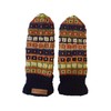 Pachamama Women Wool Mittens Fleece Lined Handknitted Flecked Stripe Blue