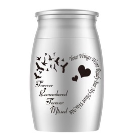 Aluminium Mini Urn - Small Ashes Holder for Family & Loved Ones - Your Wings were Ready, My Heart was not