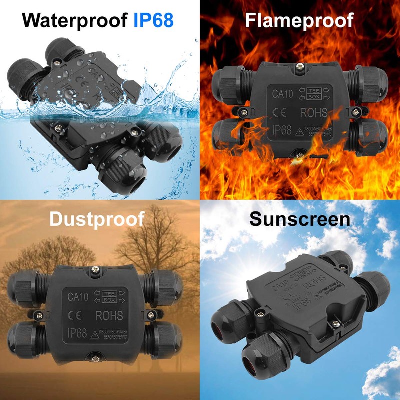 Waterproof IP68 Electrical 4 Way Junction Box Cable Wire Connection