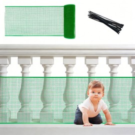 PotatoLife Plastic Wire Mesh Fence, Balcony Fence for Baby and Pets, Safety Fence, Stair Protector, Poultry, Garden, Tree Support, Durable Material, Free Zip Ties (Green, 15.7'' x 20')