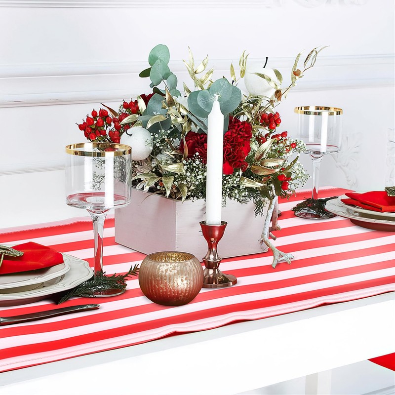 Souhgaue 6 Pieces Striped Table Runner Wedding Polyester Table Decor
