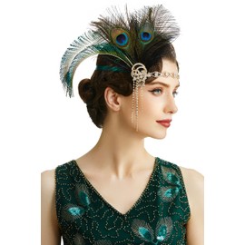 BABEYOND 1920s Flapper Headpiece Headband - Roaring 20s Great Feather Headband 1920s Flapper Accessories