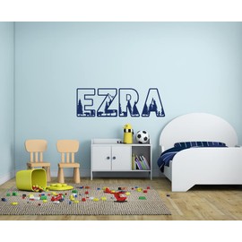 Forest Bear Custom Name Vinyl Wall Decal Sticker Art for Boys and Girls, Mountain Trees Woodland Theme Bedroom and Nursery Room Decor for Kids