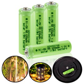 GENYESTAR GENYESTAR AA Solar Light Rechargeable Batteries NIMH 600mAh 1.2V Double A Battery for Garden Lawn Landscaping Lights Lamps Lantern Remotes