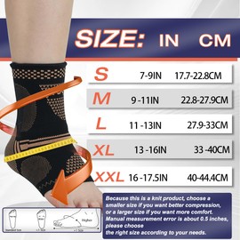 Copper Ankle Brace for Men & Women - (1 Pair) Ankle Compression Sleeve, Compression Support for Plantar Fasciitis, Achilles Tendonitis, Foot Pain, Neuropathy, Swelling - Ideal for Everyday Use (M)