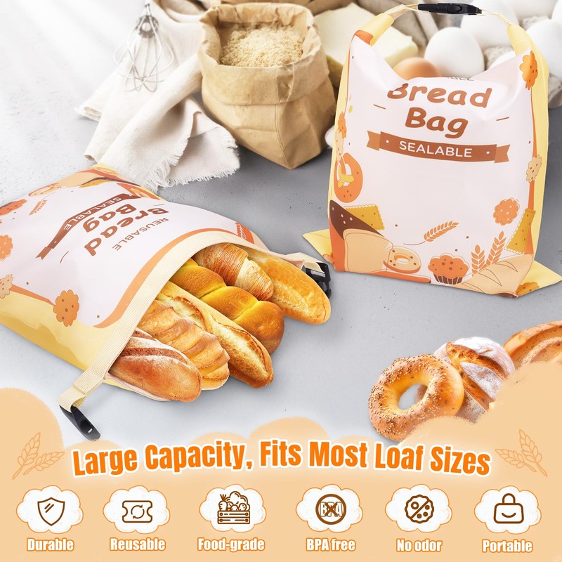 OUTXE 2 Pack Bread Bag - Fully Sealable Reusable Sourdough
