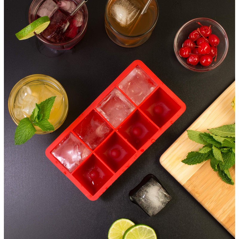 HIC Kitchen Big Block Silicone Ice Cube Tray, European-Grade, Non-Stick,