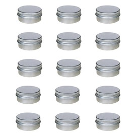 15 Pcs Screw Top Round Aluminum Tin Cans Silver Round Cosmetic Jars Aluminium Empty Containers for Lip Balm Cosmetic Make Up Eye Shadow Tea
