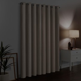 Eclipse Larissa 100% Blackout Curtain, 63 in x 50 in, Textured, Thermal Insulated for Living Room or Bedroom, Sandstone