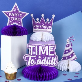 8 PCS 18th Birthday Centerpieces for Tables Purple, 18th Birthday Decorations for Girls, Happy 18 Birthday Table Centerpiece Table Toppers for Boys Girls Eighteen Years Old Party Table Decorations