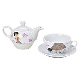 Tea for One Set Woman with Tea Cup (Pot & Cup & Saucer)