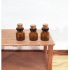 Miniature Amber Glass Jars Bottles Cork Stoppers x3 Apothecary Potions