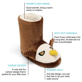 ESTAMICO Girls Boys Slippers Kids Warm Soft Boot Slipper with Cute Animal Design, Non-Slip Rubber Sole, 9-10 Toddler