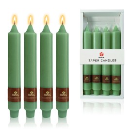 9 Inch Pillar Candle Candlesticks Unscented Dripless Green Tapered Candle Set for Halloween Thanksgiving Home Decor, 4 Packcolor: Green, size: 9inch