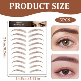 EIHI Pack of 5 Eyebrow Tattoos, Waterproof, Tattoo Brow, Eyebrows for Sticking, Tattoo Stickers, Eyebrow Transfer Stickers, Care Shaping Stickers for Women, Brown