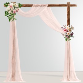 MEKOTRIN Wedding Arch Draping Fabric, 1 Panel 28" x20ft Chiffon Fabric Drape, Wedding Backdrop, Sheer Curtains Arbor Drapery for Wedding Banquet Reception Ceiling Decor(Rose, 1 Panel)