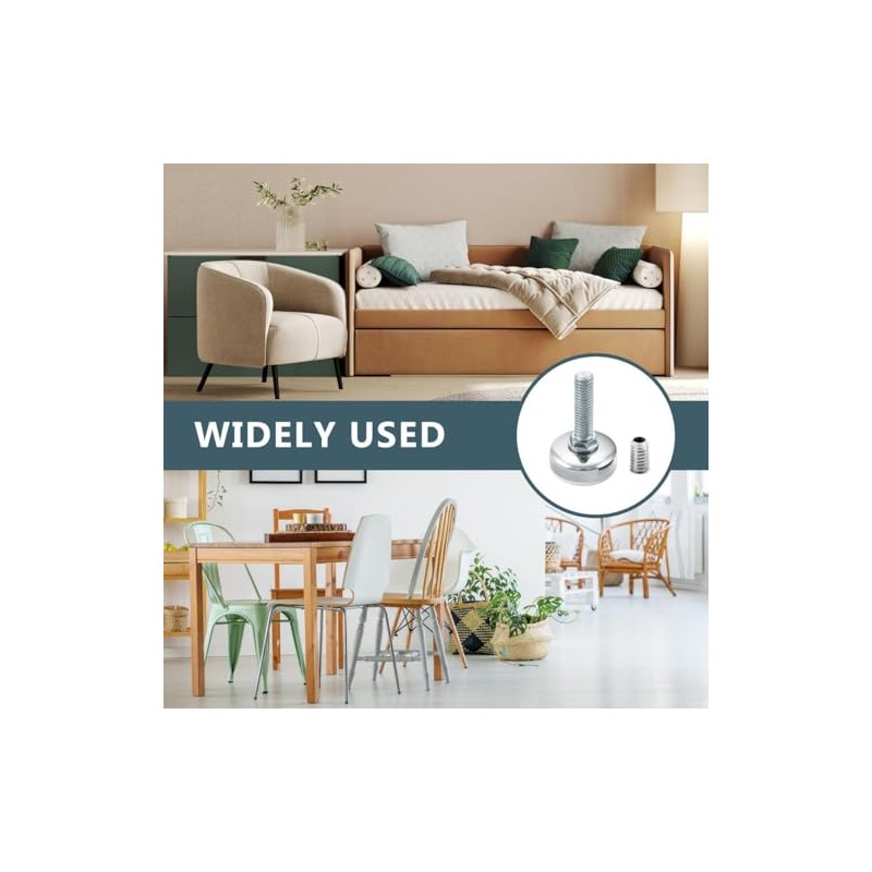 POWERTEC 71189 - Niveladores de muebles de 3/8"-16 con insertos