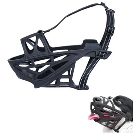 Soft Basket Silicone Muzzle for Dogs - Prevent Biting, Chewing & Barking - Allows Drinking & Panting - Use with Collar - Secure & Comfortable Dog Muzzle (Black, Medium)