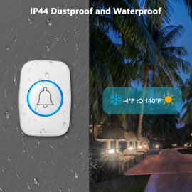 Blendura Wireless Doorbell Set, 300 m Wireless Range Doorbell IP44 Waterproof Electronic Doorbell with Plug-In Receivers, 60 Melodies, 5 Volume Levels, White