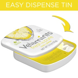 Velamints Fresh Cool Lemon Sugar Free Mints Tin - Fresh Breath Mint Aspartame-Free Sweetened with Stevia, 20 Gram (Pack of 6 Tins)