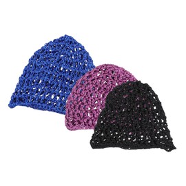 COLLBATH 3pcs Women Hair Net Crocheted Sleeping Hat Beanie Women Hair Bonnet Caps Net Plopping Cap