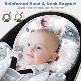 Infant Car Seat Insert & Newborn Head Support [Upgraded], 3 Strap Covers + Reversible 2-in-1 Design –All Seasons Baby Car Seat Cushion for Stroller, Swing, Rocker, Bassinets