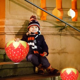 Windspeed Strawberry Paper Lanterns, 8Pcs Hanging Ornament, 3D Strawberry Decoration for Birthday Party Decorations, 8 inch, 12 inch