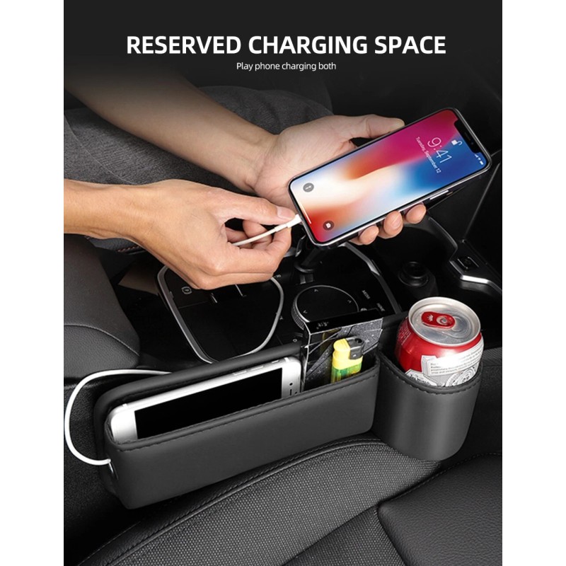 Car Seat Gap Storage Bag Crevice Box PU Leather Console