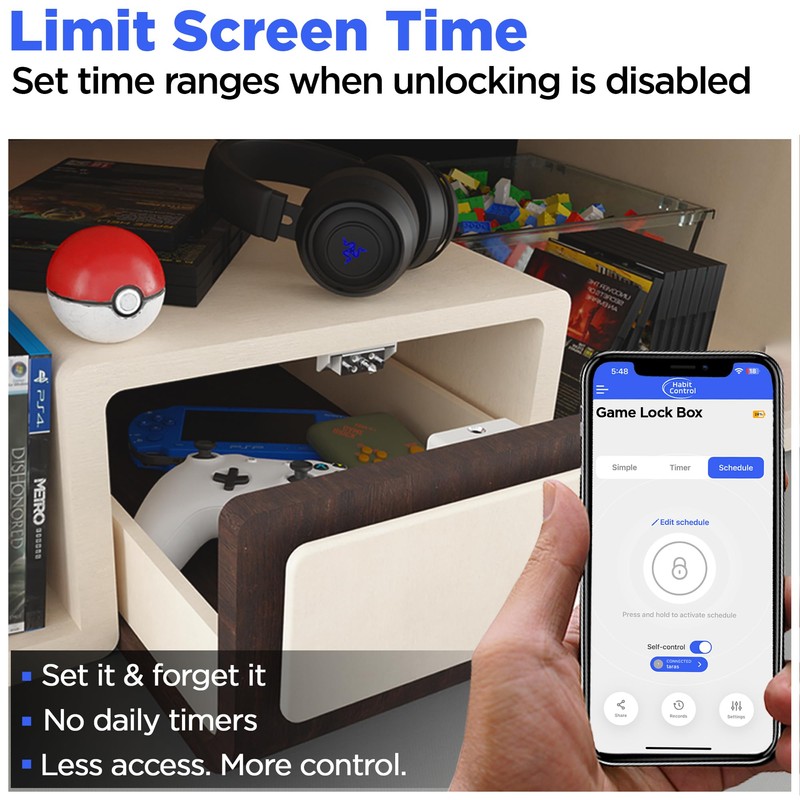 Habit Control Schedule Timed Lock - Bluetooth Hidden Cabinet &