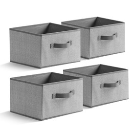 EITMOW 11 inch Storage Baskets, Woven Fabric Bins, Storage Cubes with Reinforced Handles, Organizer Bins for Closet Shelves, Foldable, for Clothes (Gray, 4PCS/11*11*7.8inch)