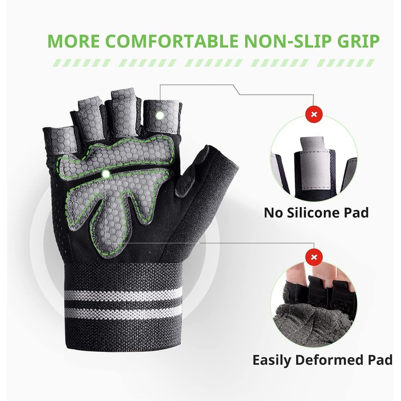 Weight Lifting Gym Workout Gloves Half Finger with Wrist Wrap
