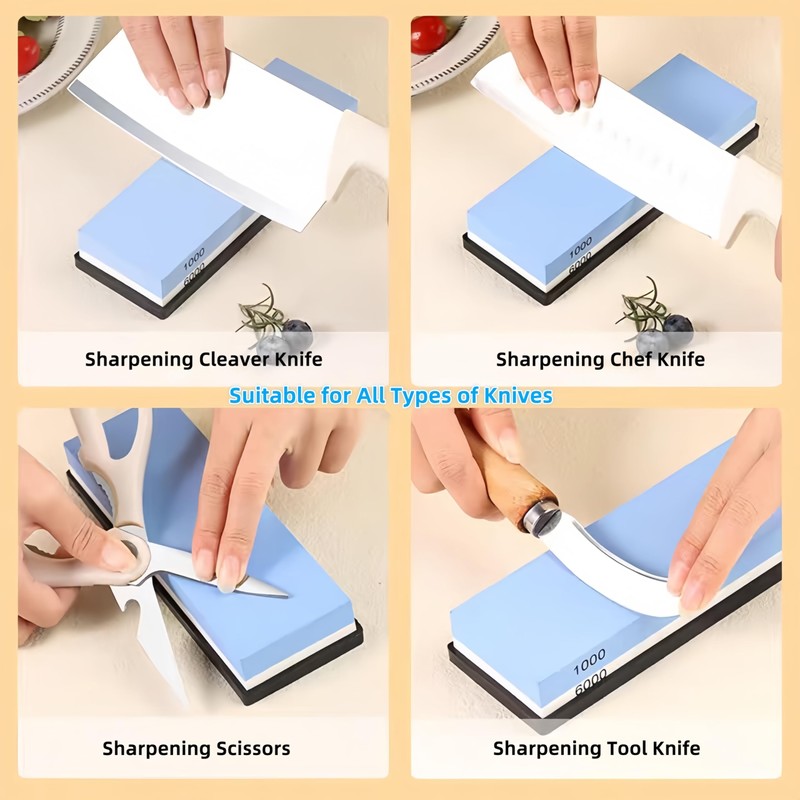 1000/6000 Grit Whetstone Knife Sharpening Stone, Bellairis Portable Knives Sharpener