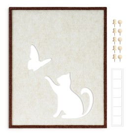 DOLLAR BOSS Felt Framed Wall Art 14.5'' x11.8'' Fretwork Design, Modern Minimalist Artwork for Walls, Office Home Decor for Kids Hallway Bedroom Dining Living Room, Cat& Butterfly