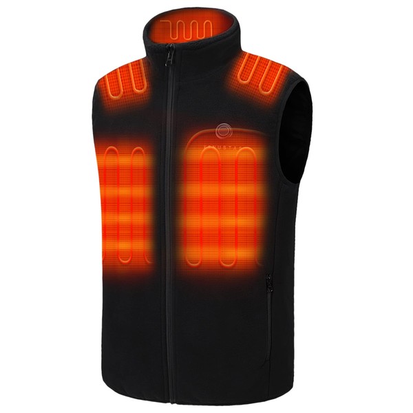 Venustas Men's Fleece Heated Vest with Battery Pack 7.4V, Lightweight insulated Electric Vest
