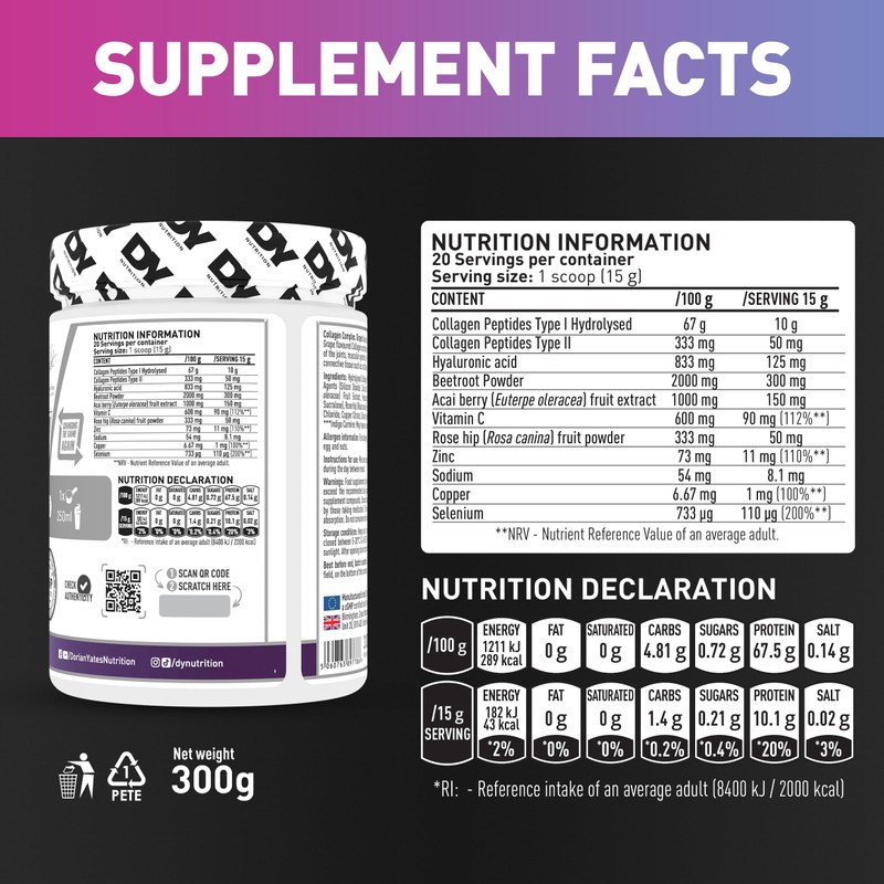 DY Nutrition Collagen Complex 300g (Grape Flavour)