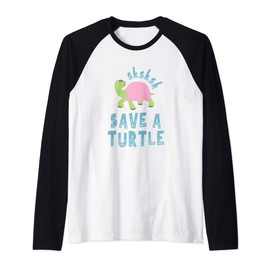 sksksk Save A Turtle - Funny Meme Raglan Baseball Tee