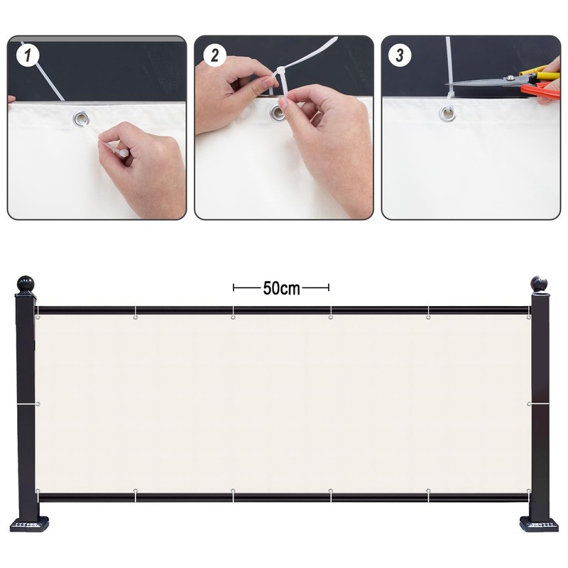 SUNNY GUARD Balcony Privacy Screen 90x400cm Fence Screen for Balcony