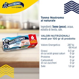 Nostromo - Tonno al naturale, 6 lattine da 70gr. Meno dell'1% di grassi, senza conservanti