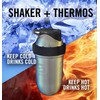 SHAKESPHERE Tumbler STEEL: Insulated Protein Shaker Bottle Keeps Hot Drinks